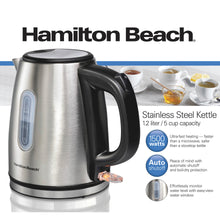 Hamilton Beach Stainless Steel Electric Kettle, Tea & Water Kettle, 1.2L, with Ultra-Fast Heating & Auto Shutoff