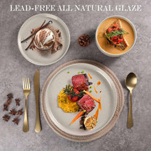 Vesteel 12-Piece Dinnerware set, Ceramic Plates and Bowls set for 4, Speckled Stoneware Dishes Set for Family, Microwave & Dishwasher Safe - Cappuccino Brown - Brands For Less USA