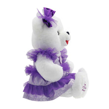Snowflake Girl 2025 Teddy Bear Christmas Plush in Dress, White and Purple, 15", by Holiday Time