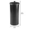 iDesign Toilet Paper Canister with Lid, Storage for 3 Rolls, 6.3'' x 15.5'', Matte Black