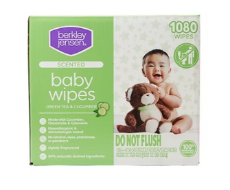 Berkley Jensen Green Tea & Cucumber Scented Baby Wipes, 1080 ct.