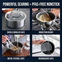 Blue Diamond Diamond Bond 2QT Hybrid Ceramic Nonstick Stainless Steel Saucepan with Lid, Induction - Brands For Less USA