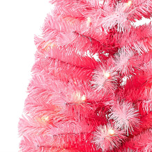 24 in Pre-Lit Pink Artificial Christmas Tree with 35 Warm White LED Lights and Stand, by Holiday Time