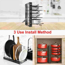 8-Tier Pots And Pans Organizer Holder Metal Kitchen Cabinet Organization Storage