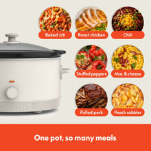 bella 6 Qt Manual Slow Cooker with 3 Temperature Settings, Ceramic Nonstick Coating, Dishwasher Safe Stoneware Pot & Tempered Glass Lid, Oatmilk