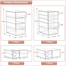 Sorbus Clear Acrylic Makeup Organizer, 4-Piece Stackable Storage, 16 Drawers