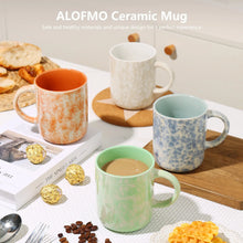 AlOFMO 17oz Ceramic Coffee Mugs Set of 4, Coffee Cups with Handles, Tea Cups, Cappuccino Cup, Latte Cup, Microwave Safe Mugs for Home Office