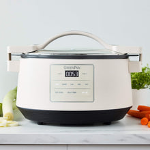 GreenPan 8 Quart Family Size Locking Lid Slow Cooker, Cream