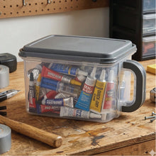 Mainstays Medium Plastic Canister with Handle, 21 Cups, Gray Lid and Handle, Made for Pantry Organization and Food Storage