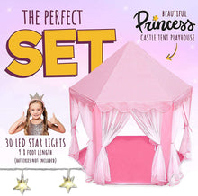 ORIAN Princess Castle Playhouse Tent for Girls with LED Star Lights – Indoor & Outdoor Large Kids Play Tent for Imaginative Games – Princess Tent, 230 Polyester Taffeta. Pink 55"x53".