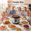 SHOUFTW 8 Quart Electric Pressure Cooker, 9-in-1 Multi Cooker with Slow Cook, Rice, Steam & Sauté, Sliver
