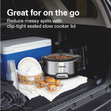 Hamilton Beach 7 Qt Programmable Slow Cooker, Stoneware Crock with Removable Pot, Includes Party Dipper Food Warmer, Stainless Steel