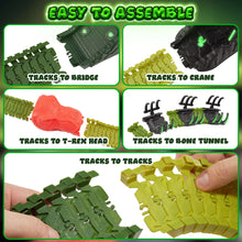 USA Toyz Dinosaur Dash Track 6 Dinosaurs LED Dino Car STEM Set Toy 225 Piece Tracks for Kids Ages 3+