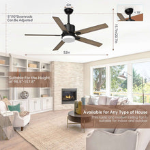 SKEVEN 52 ''Ceiling Fan with Light and Remote, Ceiling Fan 6-Speed Reversible DC Motor, Suitable for Outdoor Terraces, Bedrooms