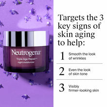 Neutrogena Triple Age Repair Night Face Moisturizer - with Hexinol Technology & Vitamin C, Anti-Wrinkle Face Cream, Visibly Reduces the look Wrinkles & Firms Skin While You Sleep, 1.7 oz
