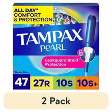 (2 pack) Tampax Pearl Tampons Multipack with LeakGuard Braid, Regular/Super/Super Plus, 47 Count