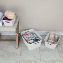 (3 pack) Mainstays Large White Plastic Storage Bin, 15.5 in x 11.4 in x 7 in