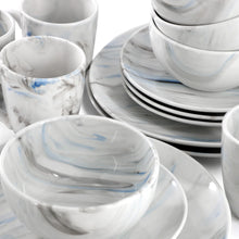 Elama Fine Marble 16 Piece Porcelain Dinnerware Set in Blue and Gray, Service for 4 - Brands For Less USA