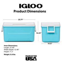 Igloo 48 QT Laguna Hard-Sided Ice Chest Cooler, Aqua Blue and White - Brands For Less USA
