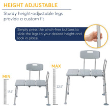 Drive Medical Plastic Tub Transfer Bench with Adjustable Backrest - Brands For Less USA