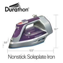 Hamilton Beach Durathon Clothing Iron, Steam Iron for Clothes with Nonstick Soleplate & Retractable Cord, Silver
