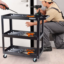 Jopath 3-Tier Rolling Tool Cart Utility Cart on Wheels, 450 lb Heavy Duty Rolling Tool Cart for Warehouse, Garage, black