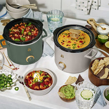 Beautiful 2 Qt Manual Slow Cooker, 2-Pack, Thyme Green + Porcini Taupe by Drew Barrymore
