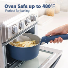 SENSARTE Ceramic Nonstick Pots and Pans Set with Detachable Handle, 18Pcs Induction Kitchen Cookware Sets Stackable, Dishwasher/Oven Safe(Navy Blue)