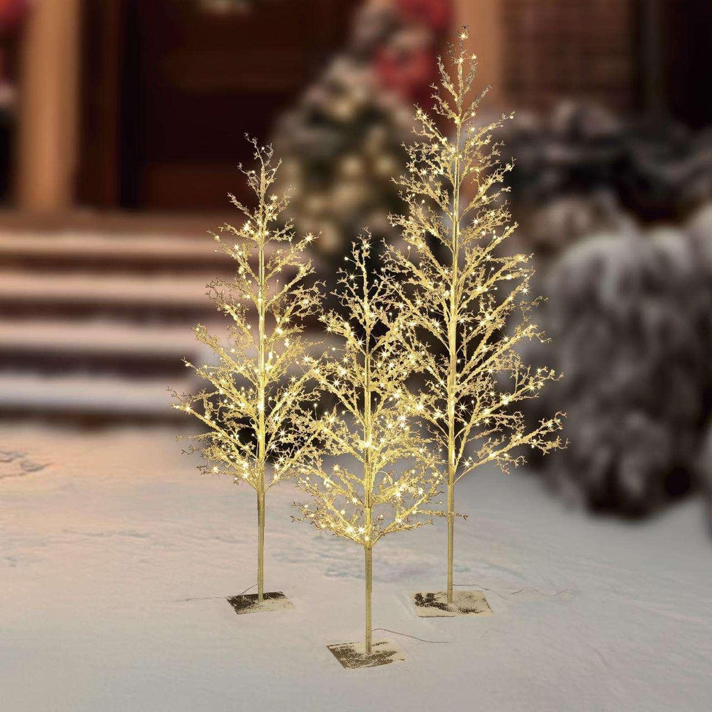 My Texas House 3 Pack Warm White Twinkling LED Icy Cube Beaded Tree, 4 ...