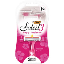 (2 pack) BIC Soleil 3 Simply Women's Disposable Razors, 3 Blades, 3 Count
