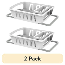 2pack_MainstaysExpandableKitchenDishDryingRackwithUtensilHolder_CountertopDishDrainerRackforPlates_CupsandKitchenSinkOrganization_White - Brands For Less USA