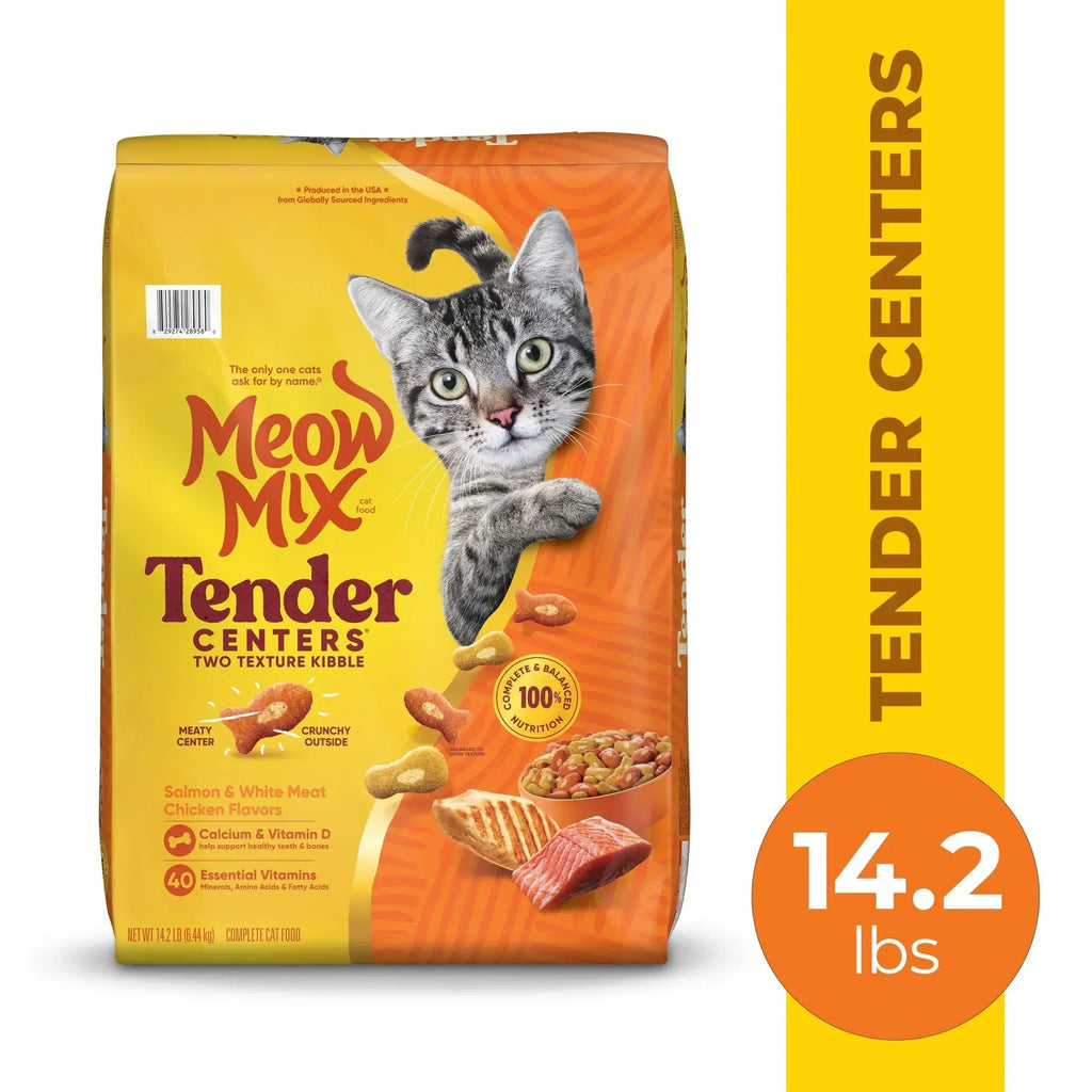 Less Meow Meow Mix Tender Centers Salmon & White Meat Chicken Flavors, Dry Cat F ...