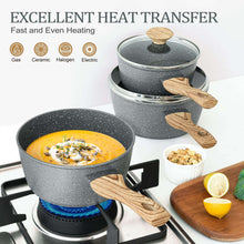 MICHELANGELO Sauce Pan with Lid, Nonstick Saucepans 1.5QT&2QT&3QT, Granite Sauce Pan 3 Piece, Stone Saucepan Set, Small Pot with Lid, Nonstick Sauce Pot Set - Brands For Less USA