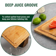 Empune Extra Large Bamboo Cutting Board, 19.9" Wooden Chopping Board for Kitchen with Juice Groove and Built-in Handles