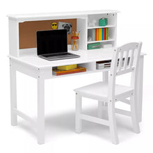 Delta Children Kids' Wood Desk with Hutch and Chair - White