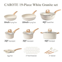 Carote 19 Pcs Nonstick Cookware Sets, Granite Pots and Pans Set Non Stick, White