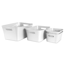 (3 pack) Mainstays Large White Plastic Storage Bin, 15.5 in x 11.4 in x 7 in