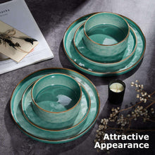 Onader Dinnerware Sets for 6, 18-Piece Plates and Bowls Set, Stoneware Dish Set for Kitchen, Ceramic Dinnerware for Home Restaurant, Chip and Scratch Resistant, Microwave and Dishwash, Reactive Green - Brands For Less USA