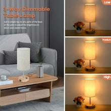 2PCS Small Touch Control Table Lamps for Bedroom, 3 Way Dimmable Bedside Lamp with USB C+A Fast Charging Ports, Nightstand Lamp for Office, Living Room, Reading, Bulbs Included, Wood