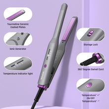 NEXPURE 1/2" Flat Iron Hair Straightener & Curler, 2 in 1 Ceramic Mini Straightener, Travel Iron, 30s Fast Heat Up, Purple