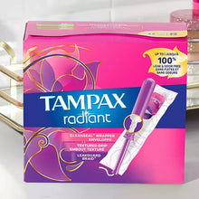 Tampax Radiant Feminine Care Tampons for Women, Regular/Super/Super Plus, Unscented, 77 ct.