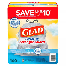 Glad ForceFlex Tall Kitchen Drawstring Trash Bags - Fresh Clean with Febreze, 160 ct./13 gal.