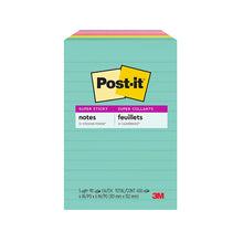 Notas adhesivas Post-it Super Sticky, 10 x 15 cm, Colección Supernova Neons, rayadas