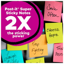 Notas adhesivas Post-it Super Sticky, 10 x 15 cm, Colección Supernova Neons, rayadas