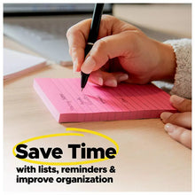 Notas adhesivas Post-it Super Sticky, 10 x 15 cm, Colección Supernova Neons, rayadas