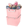 Mainstays Kids Large Pink Plastic Stackable Rolling Toy Storage Basket with Handles