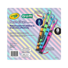 Gum Crayola Neon Clean Children's Toothbrush, Soft Bristled Kids Toothbrush Set, Age 3+, 8 ct.