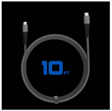 Cable Tzumi PWRSync Lightning a USB-C de 3 m (10 pies) resistente - Negro