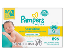 Pampers Baby Wipes Sensitive Fragrance Free with Pop-Top, 16 pk./896 ct.