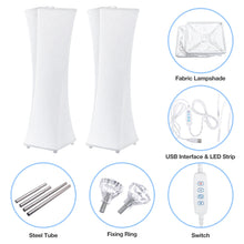 Set of 2 Fabric Table Lamp, Modern Dimmable Nightstand Lamp Bedside Desk Lamp, With Shade & LED Strip, For Bedroom Living Room, USB Interface